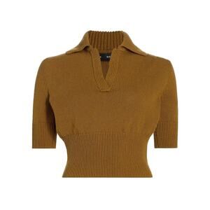 Proenza Schouler 'Reeve' Brown Cotton-Blend Knit Short Sleeve Polo Top Size XS
